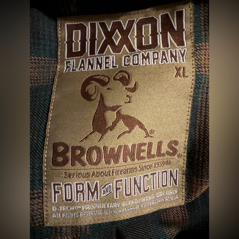 Men’s DIXXON BROWNELLS Brown and Green Flannel Shirt - Picture 3 of 6